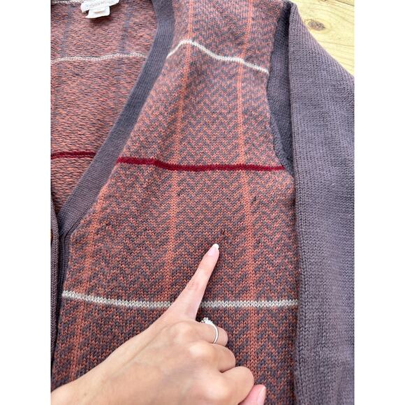 Vintage John Meyer Wool Stripe Chevron Button Sweater Cardigan - Picture 6 of 6